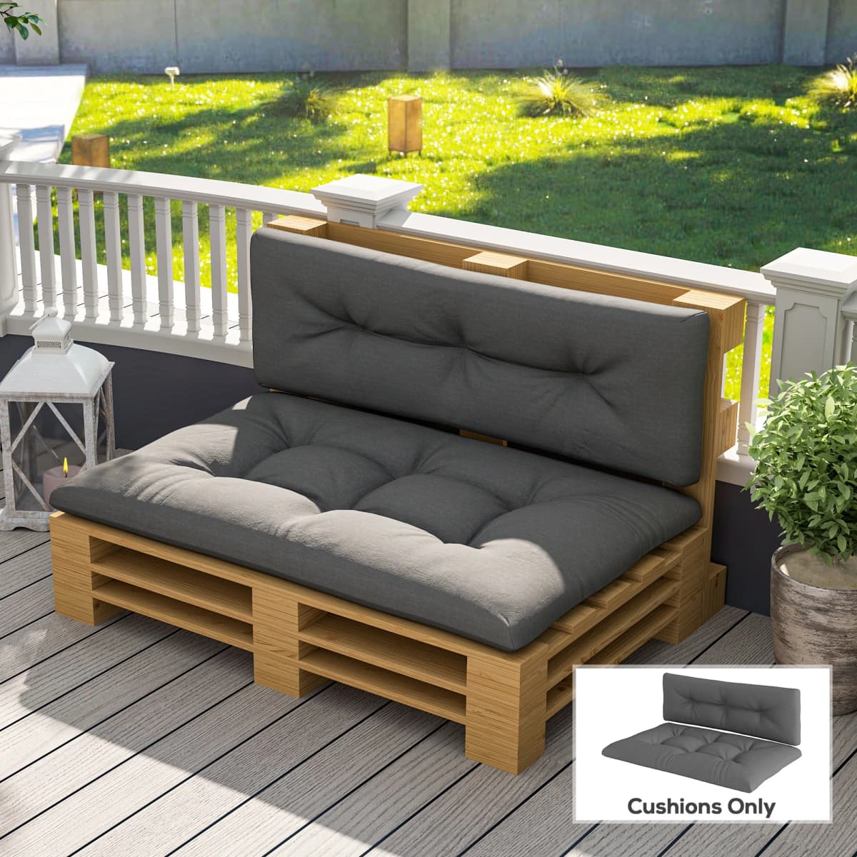 2-Seater Outdoor Tray Seat Cushion, Thick Replacement Tray Sofa Cushion