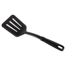 (8 pack) Nylon Slotted Kitchen Turner with Soft Grip Handle, Black