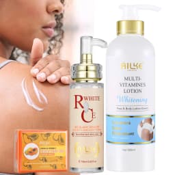 AILKE Natural Multi-Vitamin Lightening Skin Care Kit, Moisturize, Even Toning, Remove Dark and White Spots, Clean & Smooth Skin