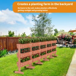 4-Tier Vertical Raised Planter Box Elevated Garden Bed Outdoor Wooden Herb Vegetable Ladder Troughs for Gardening