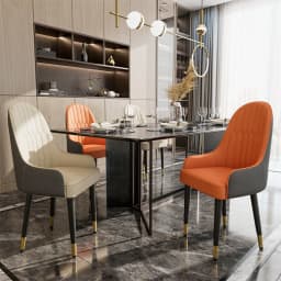 Modern Dining Chairs Set of 2 Kitchen Chairs Upholstered Cushion Seat Metal Legs for Dining Room Restaurant Island