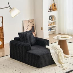 45'' Corduroy Cloud Chaise Lounge Sofa, Deep Seat Reading Chair With Wide Armrests, Back Pillow, No-Assembly Couch