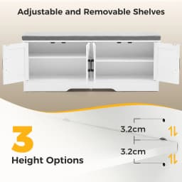 JHK Storage Bench Shoe Organizer Cabinet with Padded Seat Cushion 2 Doors Adjustable Shelf for Entryway Easy Assemble Strong Load-bearing Capacity