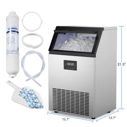 ETL Certified Commercial Ice Maker Machine 160LBS/24H, 45LBS Capacity Freestanding & Under Counter Ice Maker, Clear Ice Cubes