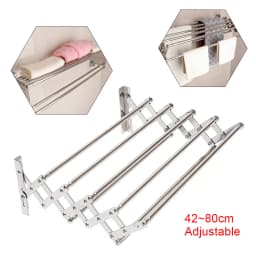 42-80cm Folding Drying Rack, Clothes Hanger Rack, 7 Rods Extended Laundry Racks, Wall Mounted Retractable Bedrooms, Bathrooms