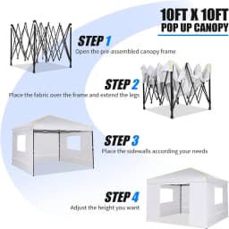 10x10FT Pop Up Canopy Tent with Sidewalls and Roll-up Ventilated Windows with Mosquito Net, Ez Outdoor Commercial Instant Gazebo