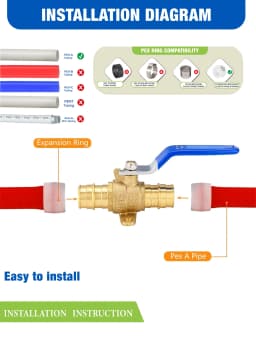 KING SMART 3/4" PEX A Ball Valve with Drop-Ear CUPC NSF Lead Free Certified; for Hot & Cold Water; Lead Free Brass 2 Pcs; 80286