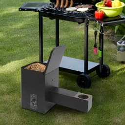 Pellet Smoker Hopper Assembly Kit, Precision Temperature Control 180-450℉ Dual-Functional Wind Mechanism for Yard Garden Camping