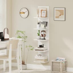 5-Tier Wall Shelves Vertical Floating Storage Shelf Unit Wall-Mounted Organizer
