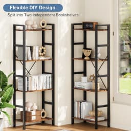 JHK 4 Tier Wide Display Bookshelf Combination Adjustable Shelf Storage Standing Shelf Stable Frame Graduated Shelves for Home