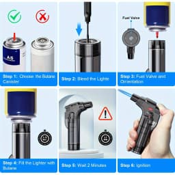 4PCS Butane Torch Lighter Portable Windproof Jet Flame Lighter for Outdoor Camping Barbecue Fireplace Candles Cooking