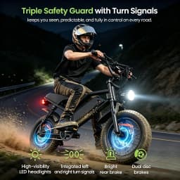 Spacewalk 16" Electric Bike for Adults/Teens, Peak 1500W & 65 Miles Long Range, 48V 15.6Ah Battery, Up to 28Mph, Full Suspension Fat Tire All-Terrain EBike on Mountains,Snow,Sand