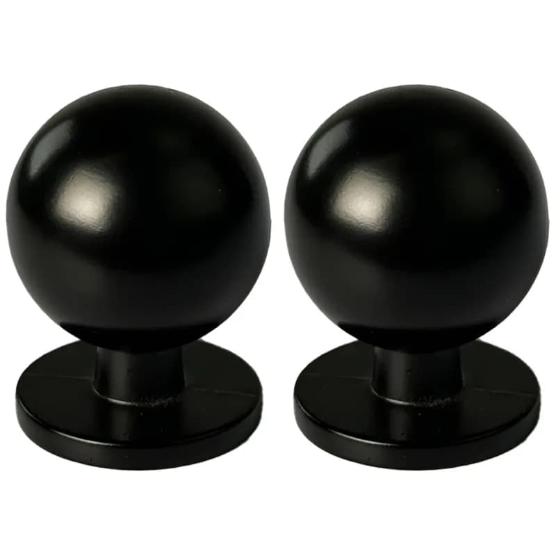 Matte Black Round Ball Knob, Zamak, 2 pack