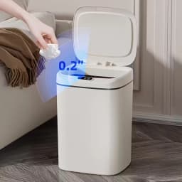 1 Pack Smart Motion Sensor Trash Can Touchless With Lid, Plastic Slim Compact Smart Garbage Bin, Minimalist Seamless Cover Low Voltage Operation Hygienic Waste Solution For Home Kitchen Bathroom Office Outdoor