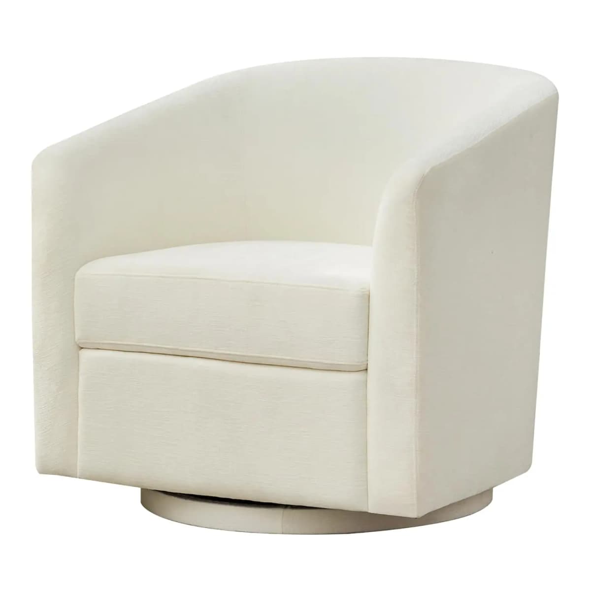 Chenille 360°Swivel Barrel Chair Upholstered Armchair Bedroom Apartment Reading Nook Cream White,Customized