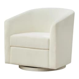 Chenille 360°Swivel Barrel Chair Upholstered Armchair Bedroom Apartment Reading Nook Cream White,Customized