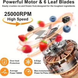PRASKY 2400W Heating Blender 25000 RPM Heavy Duty Auto Clean Professional Blender For Smoothies Soups 55oz Glass Jar&A To-Go Cup