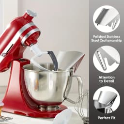 1pc Stainless Steel Pouring Chute Suitable For KitchenAid Mixer Bowl Accessoriesi, Dshwasher Safe, Sturdy and Durable