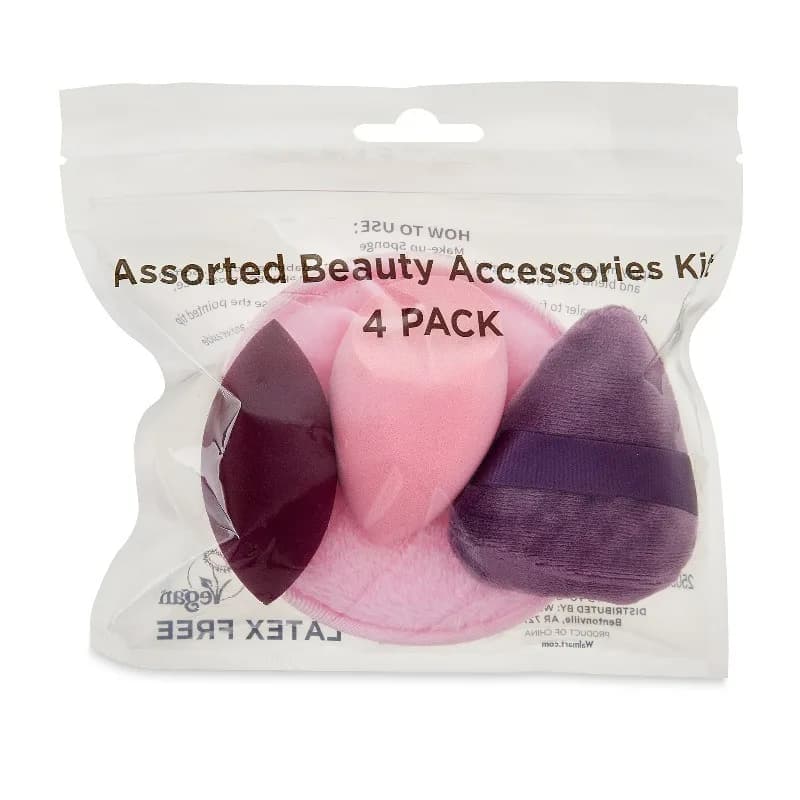 Beauty Make-up Sponge Accessories Kit, 4 Count Assorted Sponges, Colors Vary, 1 Count