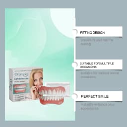 Dentures Full Set over Gums No Teeth Temporary Orthodontic Natural Upper Lower Braces Silicone Dentures Set Oral Hygiene Care