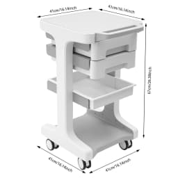 Mobile Storage Cart with 3 Tiers & 2 Drawers Durable ABS Smooth Rolling Wheels Lockable Modern Design for Salon Home