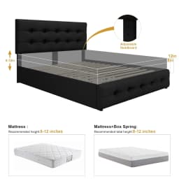 Full Size Bed Frame with 4 Storage Drawers and Adjustable Headboard, Upholstered Platform Bed with Button Tufted, Customized