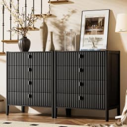 4 Drawer Dresser 31.5 Wide Fluted Front Metal Handles Bedroom Living Room Entryway Storage, Customized