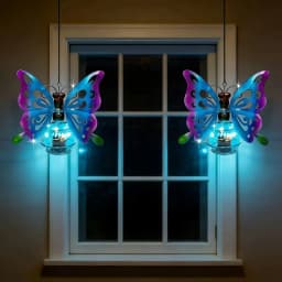 RUIDEL MICHAELS 2 sets of blue metal butterfly pendant lights, solar garden lights, outdoor cute lanterns, hanging decorations for porch, corridor garden tree decorations, and as gifts