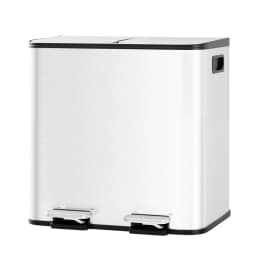 Dual Compartment Kitchen Trash Can, 30L (2 x 15L) - Stainless Steel Step Recycle Bin with Removable Buckets - Soft-Close Lids & Hands-Free Pedals - Efficient Waste Separation for Home or Office