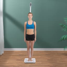 Ultrasonic Height and Weight Scale 200kg/440lbs High Precision Digital Body Fat Analyzer 76.77inch Tall LCD Display with Voice Broadcast Muscle Bone Mass BMI Sturdy Aluminum Base Floor Standing Scale for Home Gym Fitness Weight Loss Health Monitoring