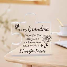 Celebrate Your Grandma with This Engraved Acrylic Puzzle Shape Plaque - Perfect Gifts for Christmas and Birthday