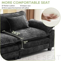86" Modular Sectional Sofa, Comfy Cloud Couch Sectional Sofa with Ottoman, Chenille Sofa Sleeper Deep Seat Sofa, Customized