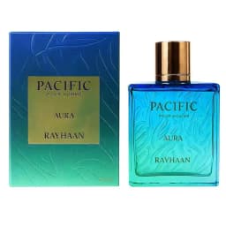 Rayhaan Pacific Aura Eau De Parfum Spray 3.4 Oz / 100 Ml for Men - Citrus Aromatic Mint Amber Fresh Fragrance Ideal Gift for Christmas Valentine's Day