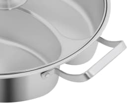 Double-flavor Hot Pot, 5L Stainless Steel Hot Pot with Divider and Clear Lid Divided Stockpot for Gas Hob Induction Hob Electric Ceramic Hob Electric Heater (12.6 * 3.5 inch)
