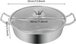 Double-flavor Hot Pot, 5L Stainless Steel Hot Pot with Divider and Clear Lid Divided Stockpot for Gas Hob Induction Hob Electric Ceramic Hob Electric Heater (12.6 * 3.5 inch)