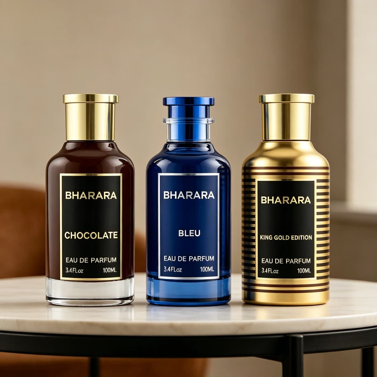 Bharara Unisex Eau De Parfum 3.4 Fl Oz 100ml - 5 Scents Long Lasting Fragrance Suitable for Various Occasions