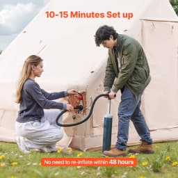 SucceBuy Inflatable Tents for Camp Easy Setup Blow up Tent with Hand Pump 300D Oxford Tent with Stove Jack Storage Bag Included