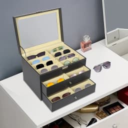 3 Layers Organizer Leather with Drawer 24 Slots Glasses Box Sunglass Glasses Display Drawer Sunglass Organize Box