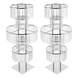 5 Tiers Crystal Flower Stand Gold/Silver 43.3 Inch Height Display Rack Aisle Guide Table Decoration Wedding Centerpiece Stand for Party Birthday Coffee Shop