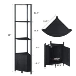 Corner Shelf with Storage LED Lights 6-Tier Corner Bookshelf 66'' Organizer Book Shelf Shelves Steel Frame Display Stand with L