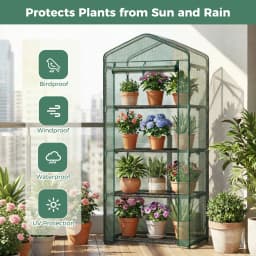 JHK Mini 30 IN Greenhouse for Outside Indoor Use Portable Green House Multi-Tier Plant Growing Rack with PE Cover for Outdoor
