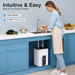 Instant Hot Water Heater 1500W, 8L Electric Mini Tank Water Heater 1500W with Temp Control 32-149°F for Kitchen Bathroom RV