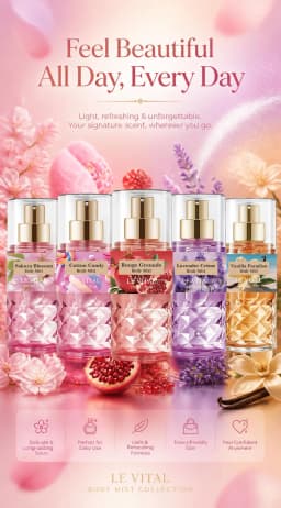 5 Fragrance Notes: Long-lasting Floral and Fruity Scents, Formulated with a Non-greasy Alcohol Base. Suitable for Hair and Body, Ideal for Parties, Dates, and Gifting. Lightweight Texture, Smooth Spray Application