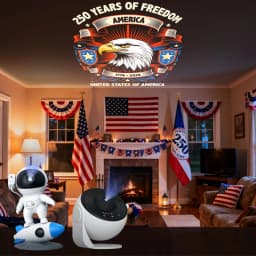 19-in-1 Galaxy Projector Starry Sky Night Light, 360° Rotate Planetarium Lamp with Independence Day Film Discs, LED Star Projector for Bedroom Home Decor, July 4th Patriotic Party Light, Kids Adults Gift, Timed & Adjustable Brightness