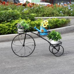 3 Tier Bicycle Shaped Iron Plant Stand Metal Flower Pot Holder Display Rack for Indoor Outdoor Garden Patio Balcony Porch