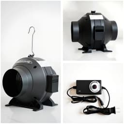 ALPHAGROW Ultimate Grow Tent Fan Solution 175 CFM Inline Duct System Speed Controller with 8ft Duct with Rubber Coupler,