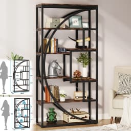 Tribesigns Bookshelf Industrial 5 Tier Etagere Bookcase, Freestanding Tall Bookshelves Display Shelf Storage Organizer