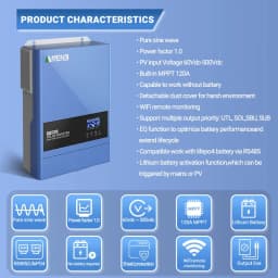 ANENJI 6.2KW 220v Hybrid Inverter Solar 48v Off Grid Inversor Built 120A MPPT Charge Controller With WiFi For Home Energy System