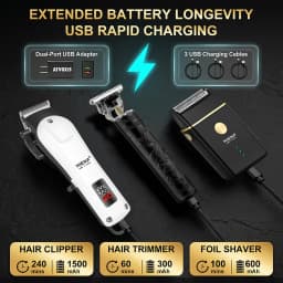 HIENA Professional Barber Kit Electric Hair Clipper Beard Shaver Detail Trimmer Cordless Rechargeable Titanium Blades for Home