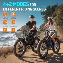 FENGQS Q8PLUS 52V 5000W Adult Fat Tire Mountain/Urban Electric Bicycle, Dual Motor Ebike, Front and Rear Double Shock Absorber Full Suspension. 100 Mile 26 inch Inflatable Tire Off-Road, Color Display Screen.
